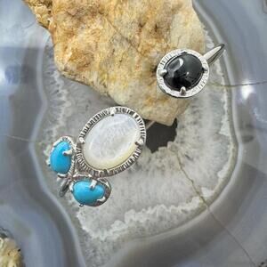 Carolyn Pollack Sterling Silver Turquoise, MOP &Onyx Floating Bracelet For Women
